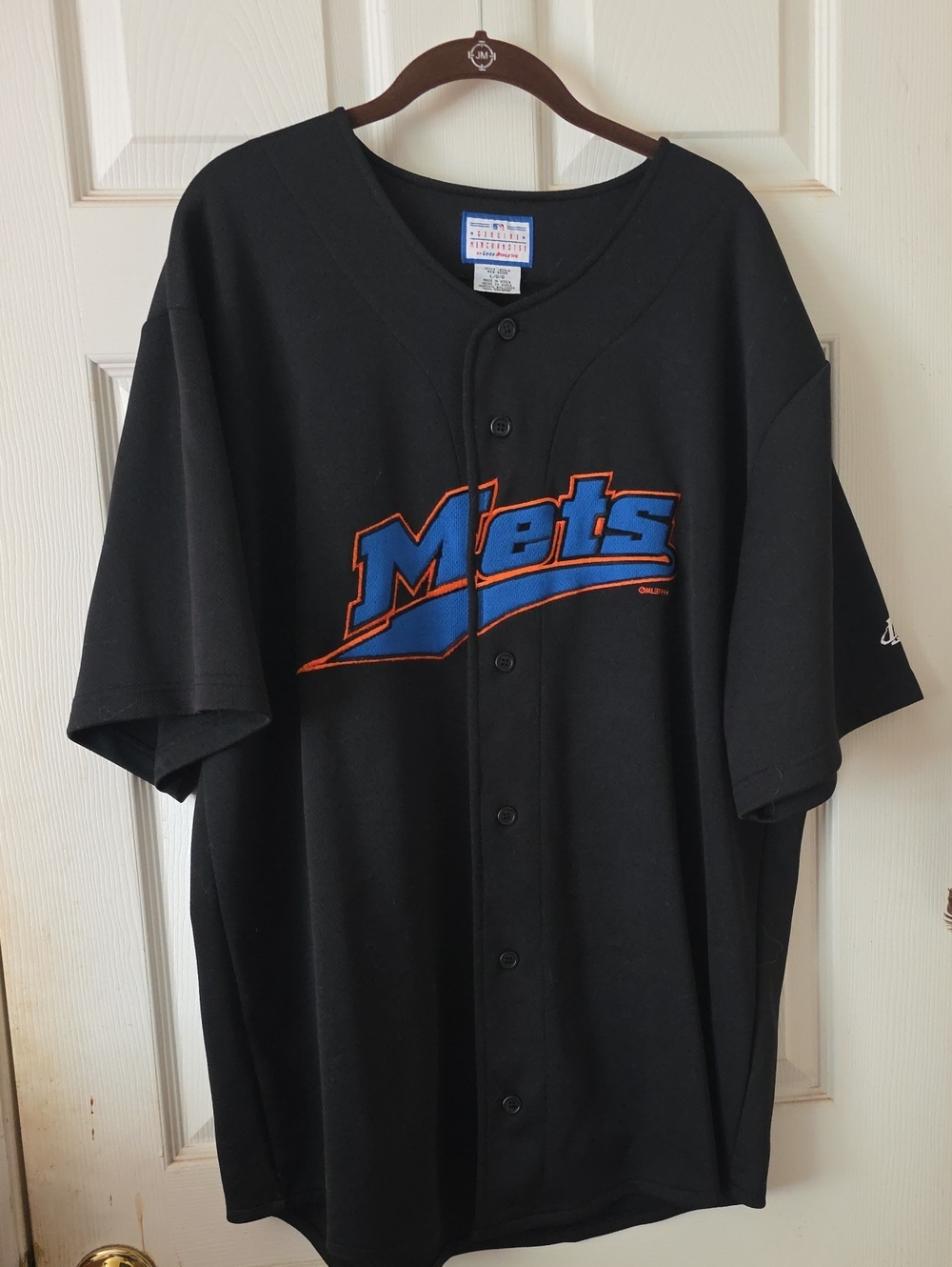 Mitchell & Ness Black New York Mets Button-Up Jersey with Blue and Orange Logo